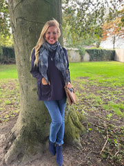 Navy Fringed Pocket Knit Ruth