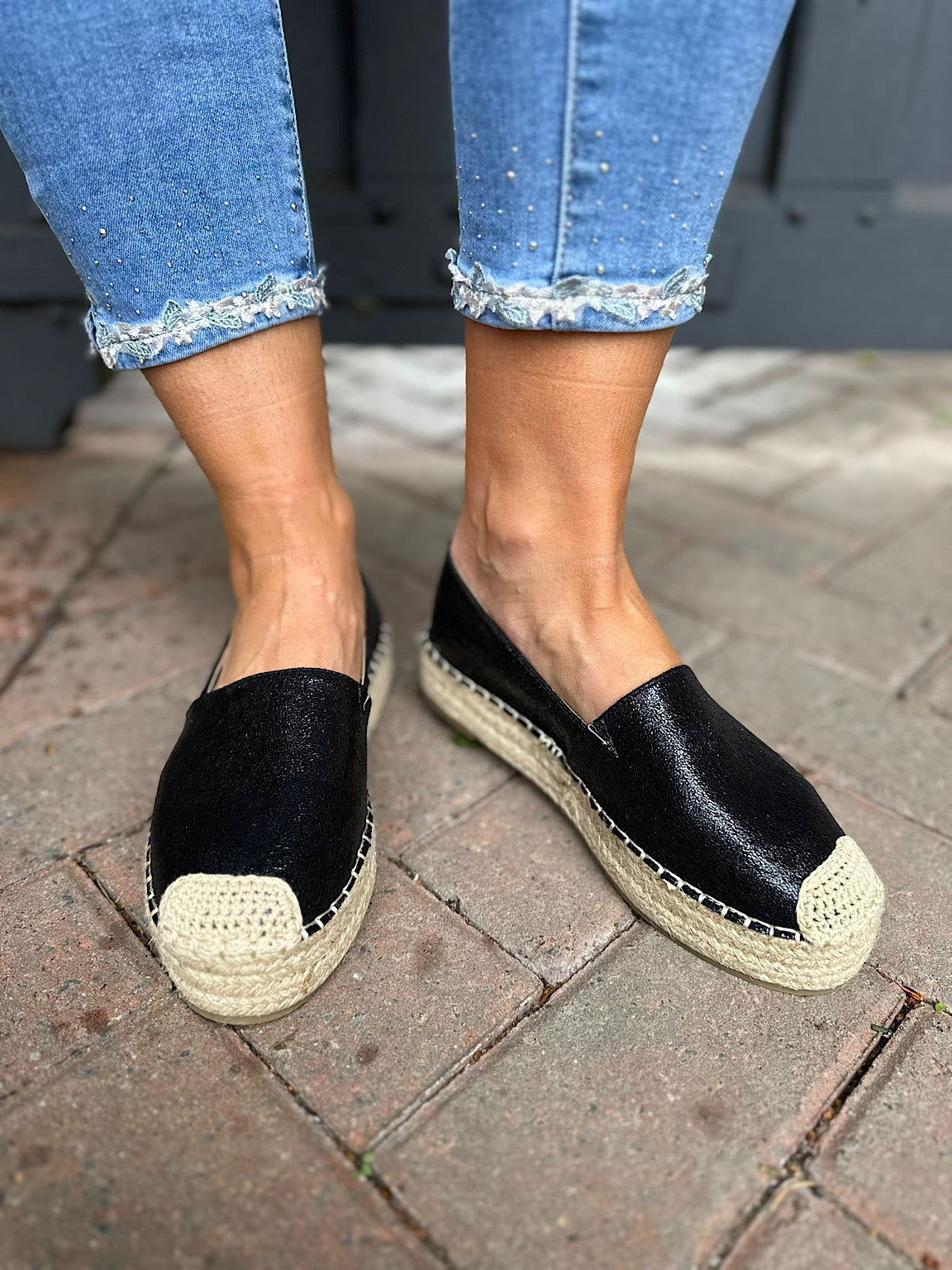 Black Platform Shimmer Espadrille Shoes – Tillett's