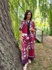 Wine Coastal Palm Trousers Naomi