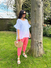 White Ruffle Hem Top Katrina
