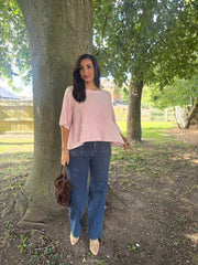 Pink Reverse Seam Round Neck Diana