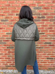 Khaki Half Quilted Sweat Jacket Lois