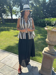 Khaki Striped Sleeveless Blouse Lola