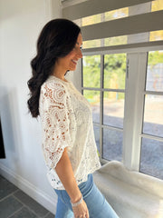 White Batwing Floral Crochet Eloise