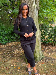 Black Pattern Knit Shirt Sherry