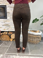 Chocolate Leopard Straight Leg Jeans