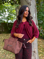 Wine Gathered Loose Knit Paige
