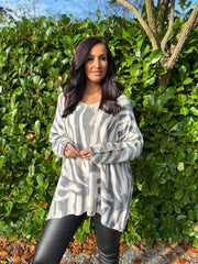 Charcoal Soft Touch Tiger Print Knit Ava