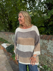 Mocha Striped Knit Pamela