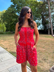Red Bubble Cotton Paisley Playsuit