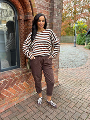 Chocolate Frill Pocket Trousers Sasha