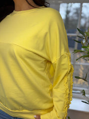 Yellow Ruffle Sleeve Sweatshirt Ava