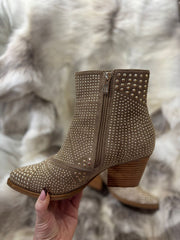Mocha Stud Embellished Ankle Boots