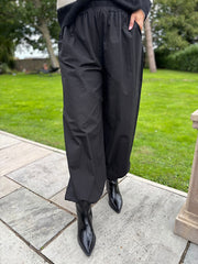 Black Pull on Cuffed Trousers Raven