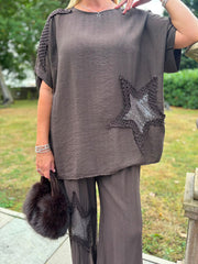 Chocolate Sequin Star Top Taryn