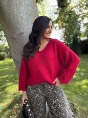 Wine V Neck Knit Roxanne