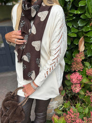 Antique Cream Diamante Sleeve Knit Amelia