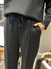Black Diamante Seam Front Trousers Nina