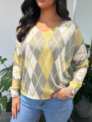 Lime Argyle Knit Top Georgia