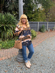 Navy Animal Ombre Top Trisha