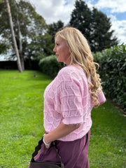 Pink Short Sleeve Chevron Knit Kenna