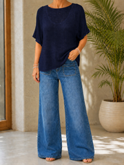 Navy Cotton Reverse Seam Knit Jo