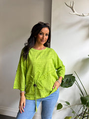 Lime Distressed Floral Top Danica
