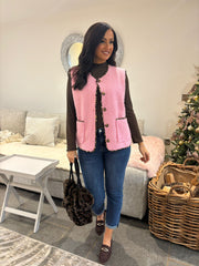 Pink Leopard Trim Waistcoat Rhea