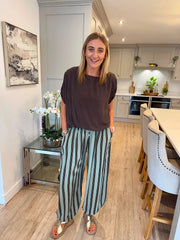 Khaki Striped Hareem Trousers