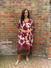 Wine Ombre Floral Dress Stephanie