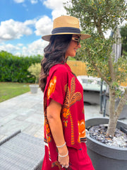 Red Tropical Print Shirt Maya