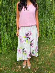 Stone Asymmetric Floral Frill Skirt Amy