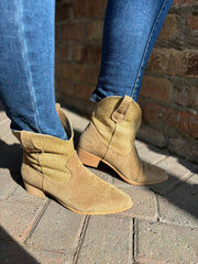 Mocha Weaved Panel Western Boots