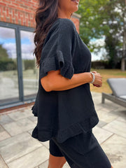 Black Bubble Cotton Top Kimberly