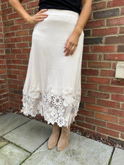 Stone Floral Applique Knit Skirt Dina