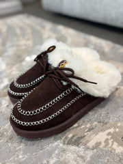 Chocolate Faux Fur Talia Mules