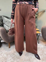 Chocolate Twisted Seam Wide Leg Trousers