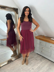 Wine Half Mesh Slip Olivia