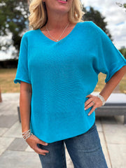 Blue Reverse Seam Knit Georgina