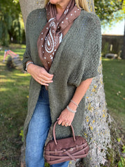 Khaki Cosy Edge To Edge Cardi Mabel