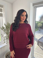 Wine Cable Detail Ribbed Two Piece