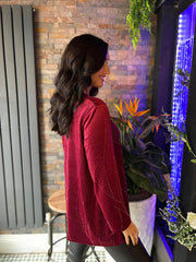 Wine Embellished Velour Top Zeta