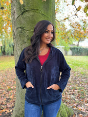 Navy Chenille Zip Hoodie Mia