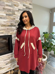 Wine Hooded Sweat Dress Jodie