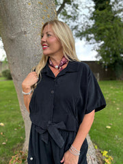 Black Soft Cord Tie Detail Shirt Morgan