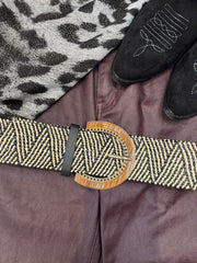 Black Weave Chain Buckle Belt