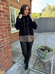 Black Soft Touch Leopard Hoodie Alex