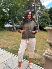 Khaki High Neck Jacket Mila