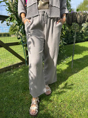 Mocha Bubble Cotton Trousers