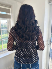Black Polka Dot Mesh Top Sofia
